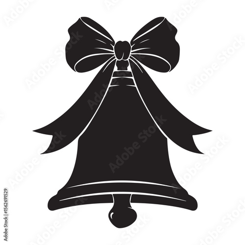 christmas bell icon, christmas bell silhouette vector illustration simple silhouette illustration of christmas bell, perfect for christmas bell logos and icons, christmas bell with a red ribbon vector