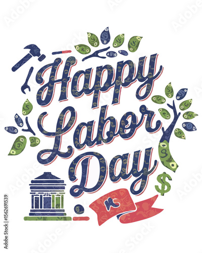 Bold Typography T-Shirt Designs for Labor Day USA – Celebrate American Workers in Style