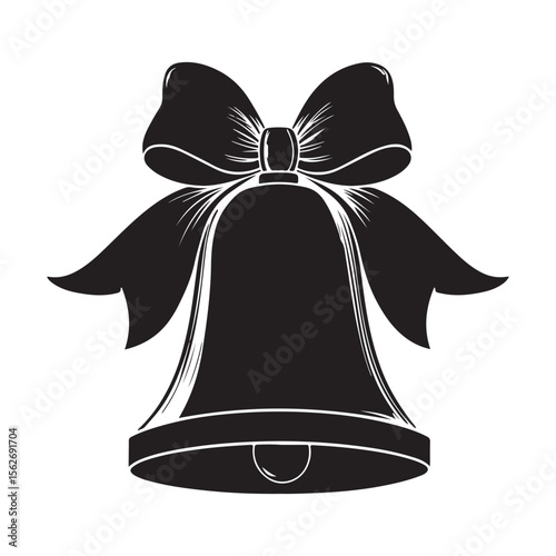 christmas bell icon, christmas bell silhouette vector illustration simple silhouette illustration of christmas bell, perfect for christmas bell logos and icons, christmas bell with a red ribbon vector