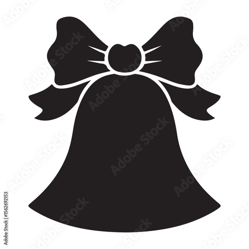 christmas bell icon, christmas bell silhouette vector illustration simple silhouette illustration of christmas bell, perfect for christmas bell logos and icons, christmas bell with a red ribbon vector