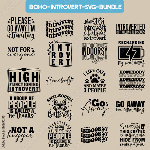 Boho Introvert SVG Bundle ,Introvert SVG