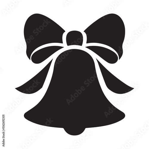 christmas bell icon, christmas bell silhouette vector illustration simple silhouette illustration of christmas bell, perfect for christmas bell logos and icons, christmas bell with a red ribbon vector