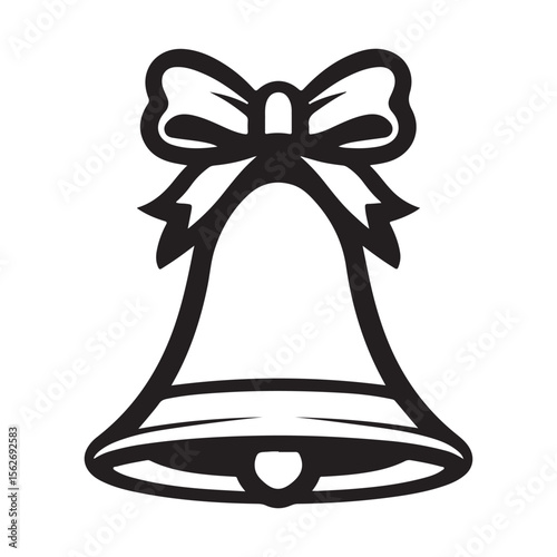 christmas bell icon, christmas bell silhouette vector illustration simple silhouette illustration of christmas bell, perfect for christmas bell logos and icons, christmas bell with a red ribbon vector