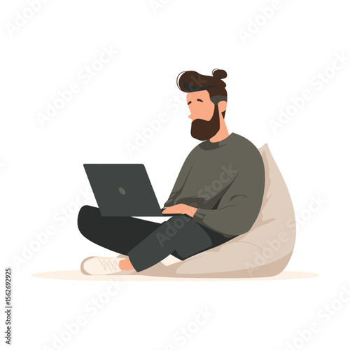 Man Typing on Laptop in Minimal Workspace