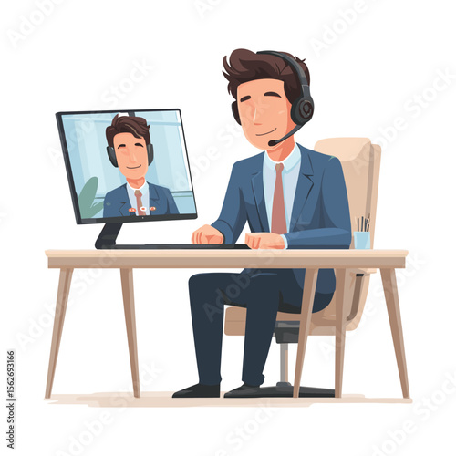 Man in Virtual Job Interview via Laptop