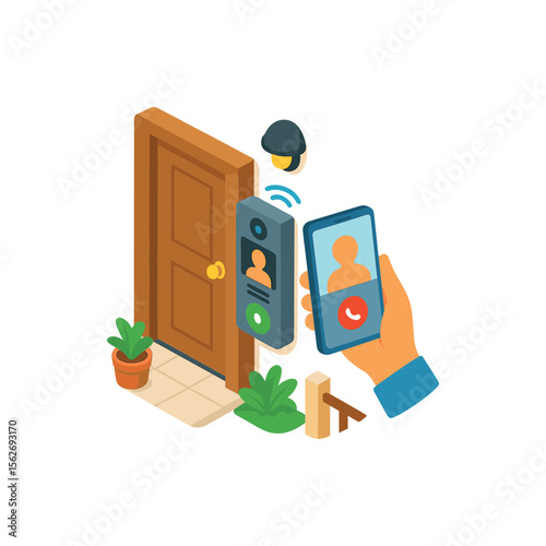 Woman Unlocking Smart Door with Phone