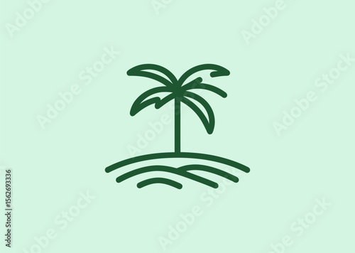 Minimal palm tree line logo for tropical, chill, or travel branding.