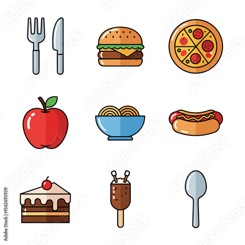 Food Icons:  Vibrant Vector Illustrations for Restaurant & Culinary Brands