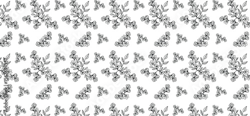 Decorative flower repeat background in outline mode