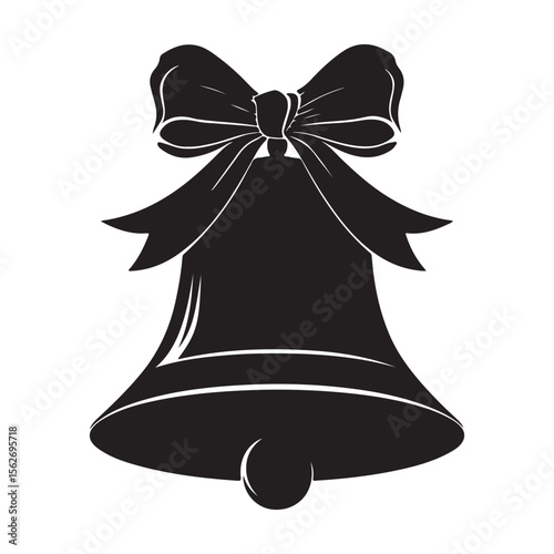 christmas bell icon, christmas bell silhouette vector illustration simple silhouette illustration of christmas bell, perfect for christmas bell logos and icons, christmas bell with a red ribbon vector