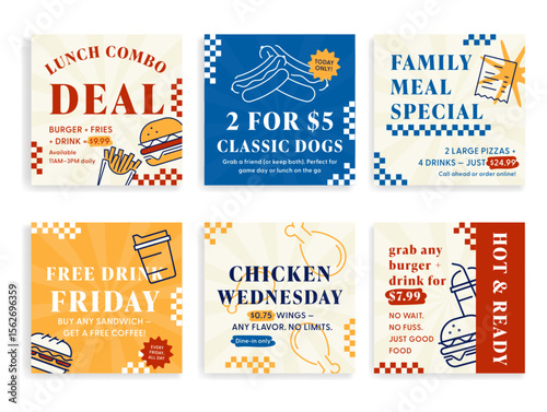 A set of web banners that advertise the cafe s various offers, including set meals, special events and promotions on dishes, desserts and drinks