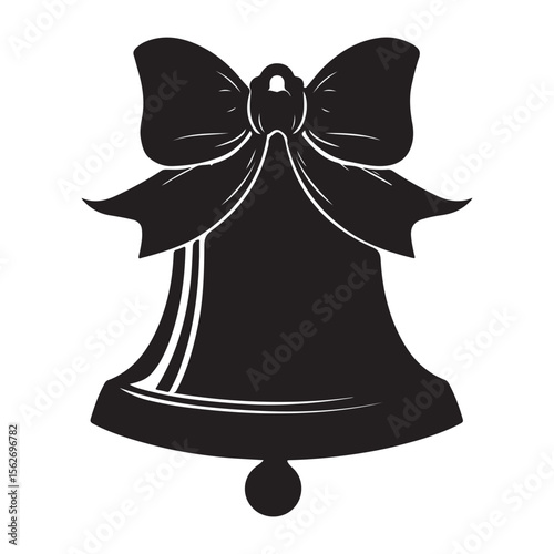 christmas bell icon, christmas bell silhouette vector illustration simple silhouette illustration of christmas bell, perfect for christmas bell logos and icons, christmas bell with a red ribbon vector