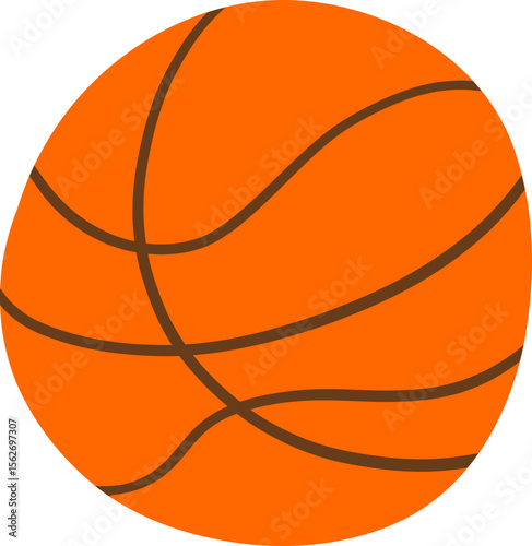 Flat Basketball Icon With Offset Contour Line