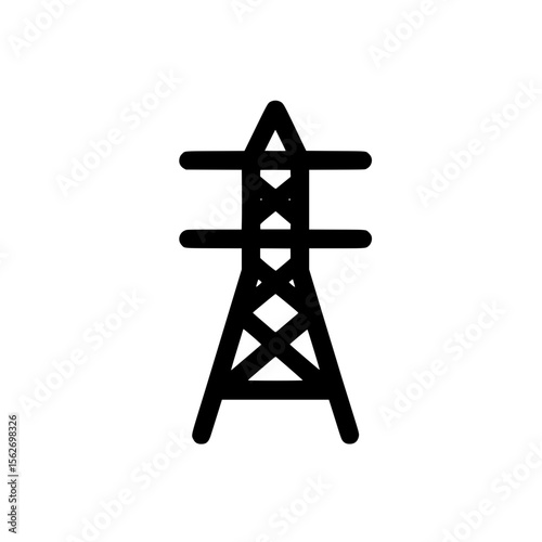 Simple black outline of a power transmission tower for electrical grid, utility, or infrastructure illustrations.