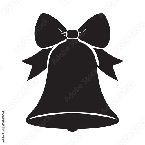 christmas bell icon, christmas bell silhouette vector illustration simple silhouette illustration of christmas bell, perfect for christmas bell logos and icons, christmas bell with a red ribbon vector