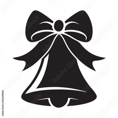 christmas bell icon, christmas bell silhouette vector illustration simple silhouette illustration of christmas bell, perfect for christmas bell logos and icons, christmas bell with a red ribbon vector
