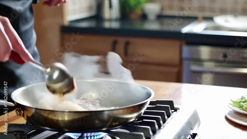 cooking in the kitchen