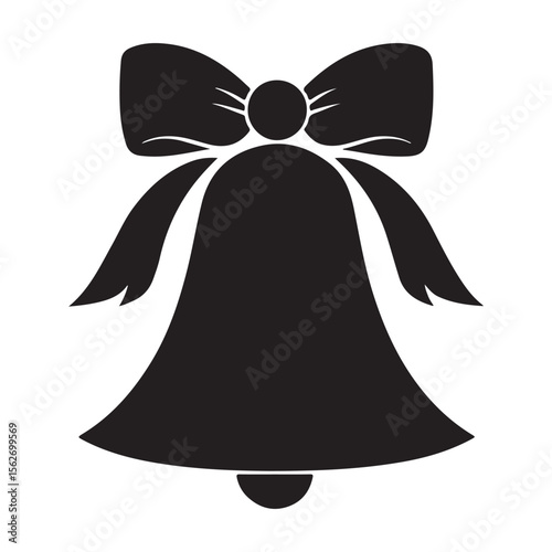 christmas bell icon, christmas bell silhouette vector illustration simple silhouette illustration of christmas bell, perfect for christmas bell logos and icons, christmas bell with a red ribbon vector