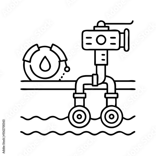 Urban water supply system line icon. Meter for water consumption with pump. Concept for water industry. Vector illustration