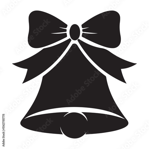 christmas bell icon, christmas bell silhouette vector illustration simple silhouette illustration of christmas bell, perfect for christmas bell logos and icons, christmas bell with a red ribbon vector