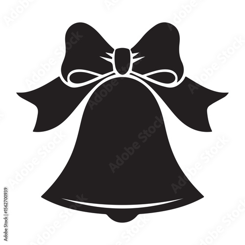 christmas bell icon, christmas bell silhouette vector illustration simple silhouette illustration of christmas bell, perfect for christmas bell logos and icons, christmas bell with a red ribbon vector
