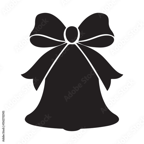 christmas bell icon, christmas bell silhouette vector illustration simple silhouette illustration of christmas bell, perfect for christmas bell logos and icons, christmas bell with a red ribbon vector