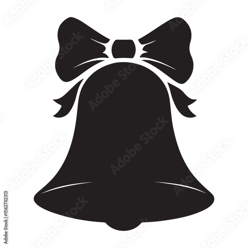 christmas bell icon, christmas bell silhouette vector illustration simple silhouette illustration of christmas bell, perfect for christmas bell logos and icons, christmas bell with a red ribbon vector