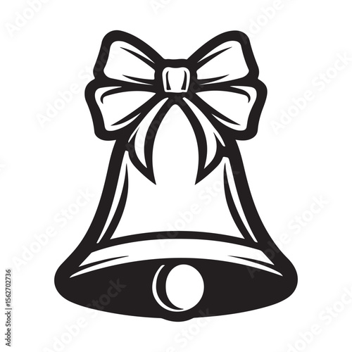 christmas bell icon, christmas bell silhouette vector illustration simple silhouette illustration of christmas bell, perfect for christmas bell logos and icons, christmas bell with a red ribbon vector
