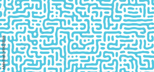Bright light blue Chaotic Maze Texture with Organic Flow
