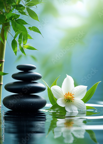 zen stones and bamboo
