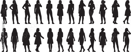 Collection of Unique Female Cameo Silhouettes in Vintage Style