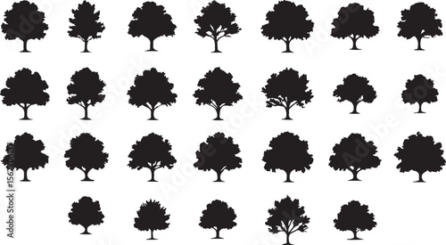 Collection of  Unique Black Tree Silhouettes