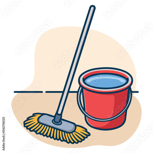 Household mop cleanliness symbol vector graphic