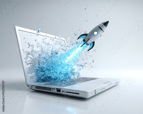 Laptop launching rocket