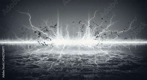 Powerful Energy Discharge Over a Futuristic Cityscape
