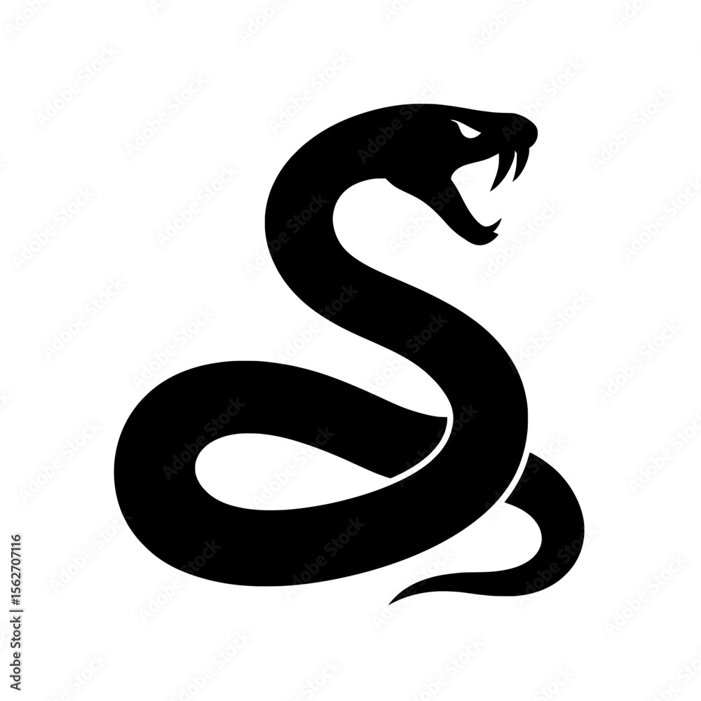 Obraz premium Fierce Snake Silhouette with Menacing Expression and Curved Body