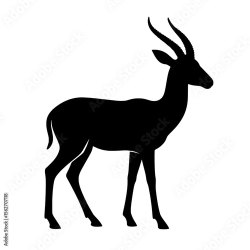 Elegant Silhouette of a Gazelle with Graceful Antlers in Monochrome