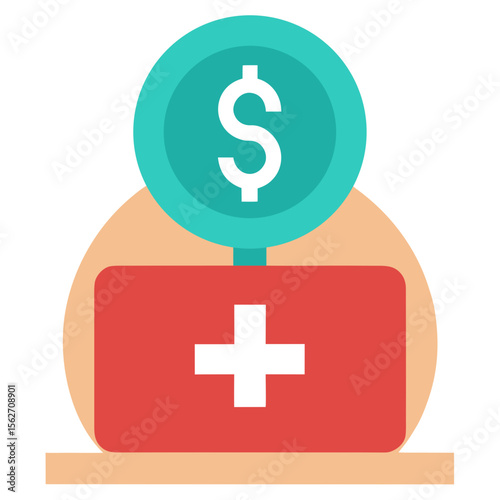 A 3D render of a first aid kit with a dollar sign, a symbol of medical costs and healthcare expenses