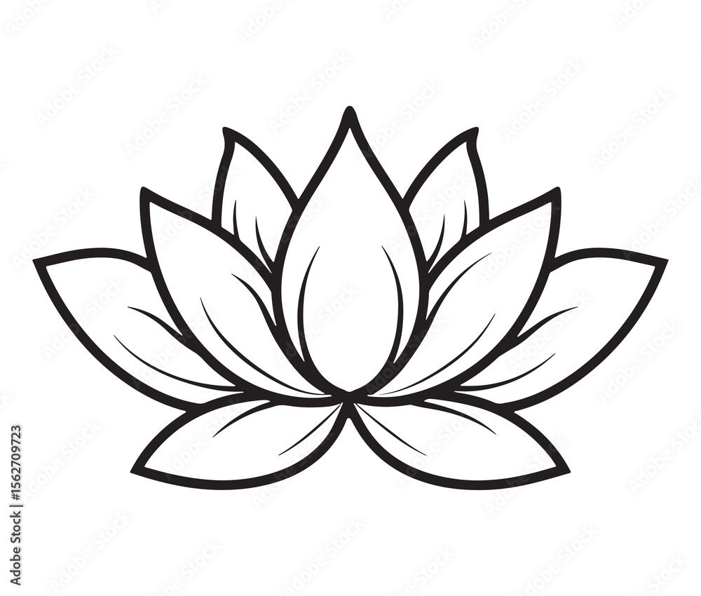 Line art lotus flower isolated on white background. Minimalist lotus outline. Line art lotus flower isolated on white background. Minimalist lotus outline.