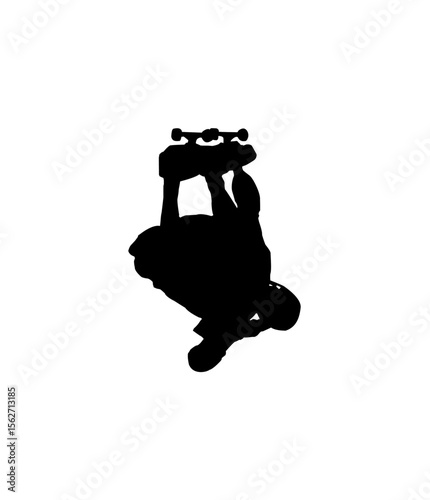 Silhouette of a person performing a daring scooter stunt, showcasing impressive balance and control.