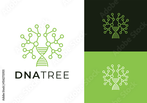 This is a tree DNA logo using a DNA symbol and a tree shape. This logo is suitable for laboratories, research, education and the like.