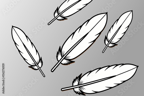 Elegant Feather Illustration-White Feathers on Gradient Background-Minimalist Feather Design-Delicate Feather Artwork-Artistic Feather Pattern