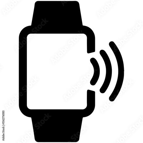 Smartwatch with wireless signal waves icon on transparent background representing wearable device payment and contactless mobile transaction
