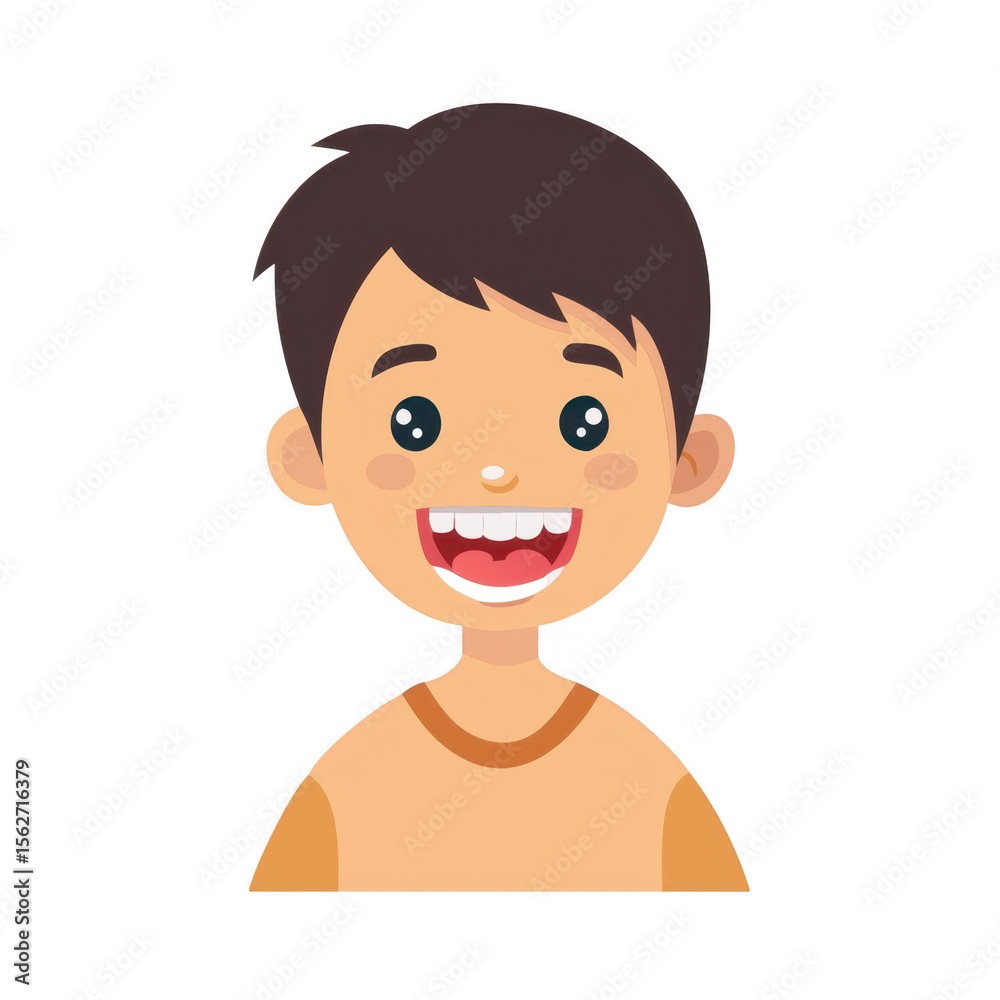 Obraz premium Happy smiling boy cartoon character isolated on transparent background