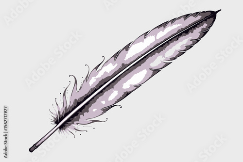 Watercolor Feather Illustration-Elegant Purple Feather Artwork-Detailed Feather Painting on White Background-Symbolism and Artistic Expression of Feather