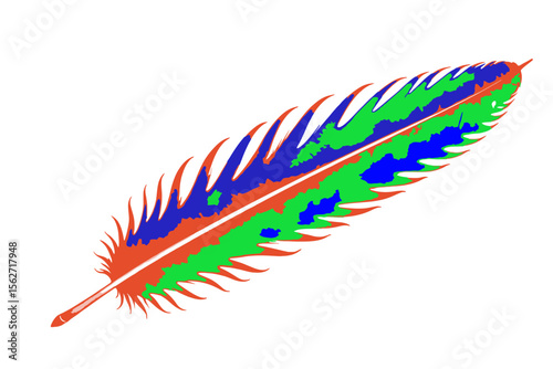 Watercolor Feather Painting-Orange and Pink Bird Feather Illustration-Delicate Feather Art for Wall Decor-Beautiful Feather Design on White Background