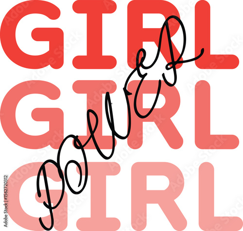 Girl power repeated text design with handwritten script