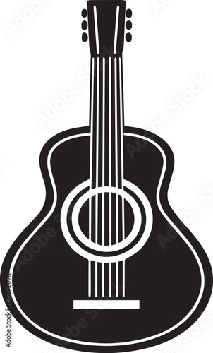 guitar silhouette vector, acoustic guitar vector illustration, guitar silhouette vector icon black and white