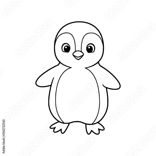 Outline graphic of a charming penguin, perfect for educational materials, coloring books, and creative design projects.