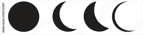 Illustration of the moon phases from full moon to crescent moon